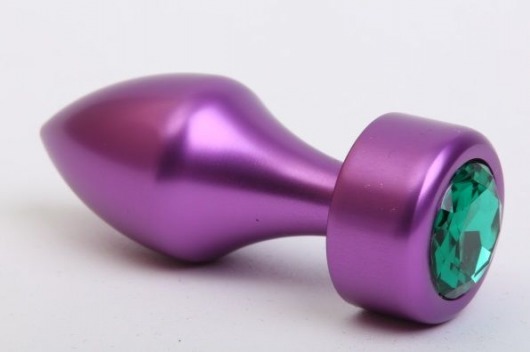 Фиолетовая анальная пробка с широким основанием и зелёным кристаллом - 7,8 см. - 4sexdreaM - купить с доставкой в Москве