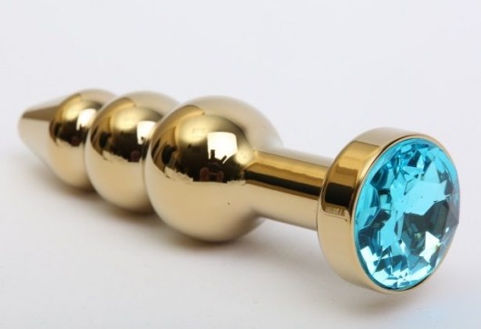 Золотистая анальная ёлочка с голубым кристаллом - 11,2 см. - 4sexdreaM - купить с доставкой в Москве