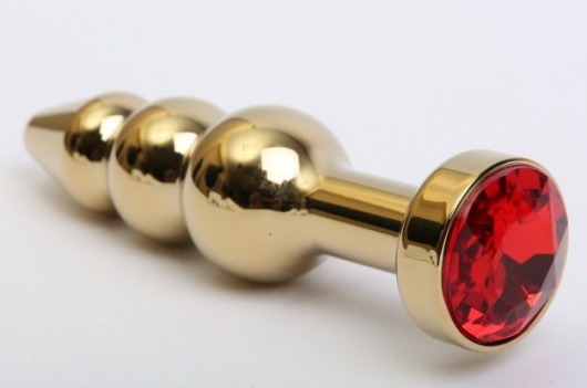Золотистая анальная ёлочка с красным кристаллом - 11,2 см. - 4sexdreaM - купить с доставкой в Москве