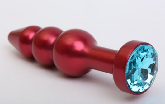 Красная анальная ёлочка с голубым кристаллом - 11,2 см. - 4sexdreaM - купить с доставкой в Москве