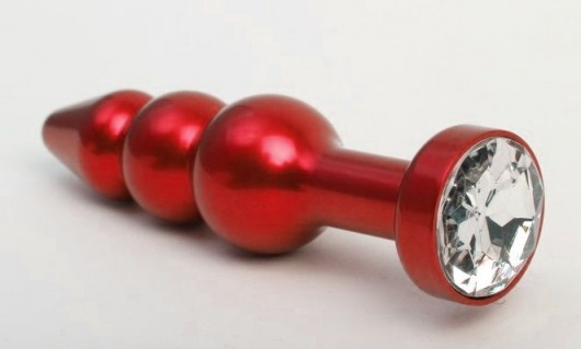 Красная анальная ёлочка с прозрачным кристаллом - 11,2 см. - 4sexdreaM - купить с доставкой в Москве