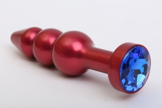 Красная анальная ёлочка с синим кристаллом - 11,2 см. - 4sexdreaM - купить с доставкой в Москве