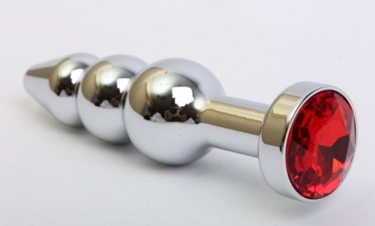 Серебристая анальная ёлочка с красным кристаллом - 11,2 см. - 4sexdreaM - купить с доставкой в Москве