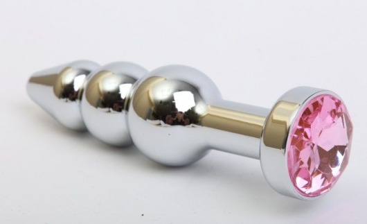 Серебристая анальная ёлочка с розовым кристаллом - 11,2 см. - 4sexdreaM - купить с доставкой в Москве