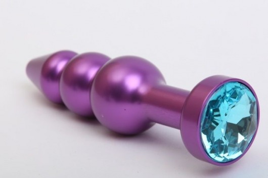 Фиолетовая фигурная анальная ёлочка с голубым кристаллом - 11,2 см. - 4sexdreaM - купить с доставкой в Москве