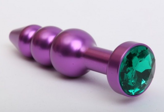 Фиолетовая фигурная анальная ёлочка с зелёным кристаллом - 11,2 см. - 4sexdreaM - купить с доставкой в Москве