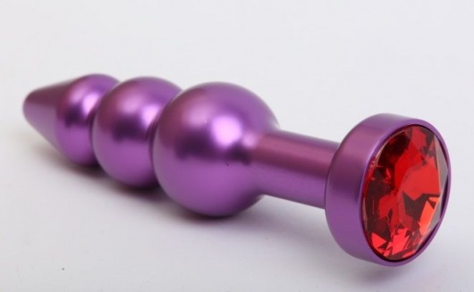 Фиолетовая фигурная анальная ёлочка с красным кристаллом - 11,2 см. - 4sexdreaM - купить с доставкой в Москве