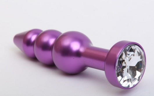 Фиолетовая фигурная анальная ёлочка с прозрачным кристаллом - 11,2 см. - 4sexdreaM - купить с доставкой в Москве