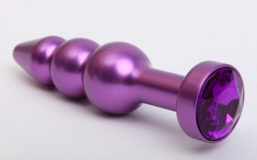Фиолетовая фигурная анальная ёлочка с фиолетовым кристаллом - 11,2 см. - 4sexdreaM - купить с доставкой в Москве