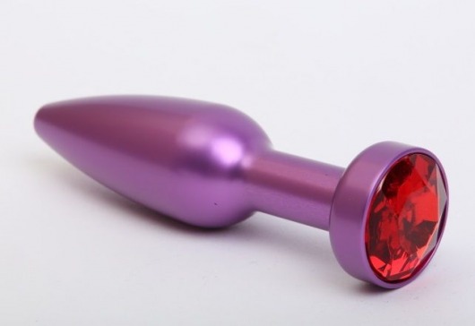 Фиолетовая анальная пробка с красным стразом - 11,2 см. - 4sexdreaM - купить с доставкой в Москве
