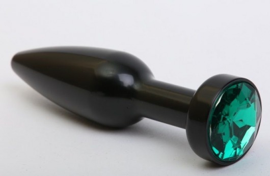 Чёрная удлинённая пробка с зелёным кристаллом - 11,2 см. - 4sexdreaM - купить с доставкой в Москве