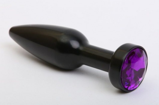 Чёрная удлинённая пробка с фиолетовым кристаллом - 11,2 см. - 4sexdreaM - купить с доставкой в Москве
