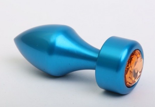 Синяя анальная пробка с жёлтым стразом - 7,8 см. - 4sexdreaM - купить с доставкой в Москве