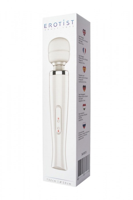 Белый вибратор-жезл Super massager - 32 см. - Erotist