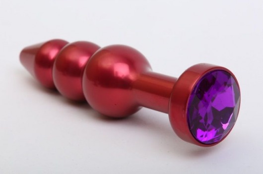 Красная анальная ёлочка с фиолетовым кристаллом - 11,2 см. - 4sexdreaM - купить с доставкой в Москве