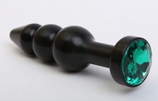 Чёрная анальная ёлочка с зеленым кристаллом - 11,2 см. - 4sexdreaM - купить с доставкой в Москве
