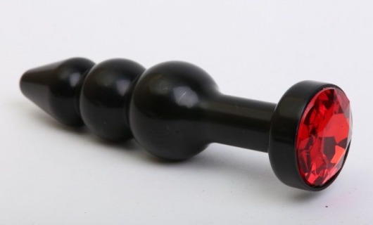 Чёрная анальная ёлочка с красным кристаллом - 11,2 см. - 4sexdreaM - купить с доставкой в Москве