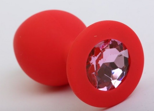 Красная силиконовая пробка с розовым стразом - 8,2 см. - 4sexdreaM - купить с доставкой в Москве