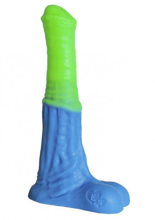 Зелёно-голубой фаллоимитатор  Пегас Medium  - 24 см. - Erasexa - купить с доставкой в Москве