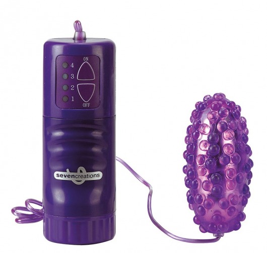 Фиолетовое водонепроницаемое виброяйцо с пупырышками - Seven Creations