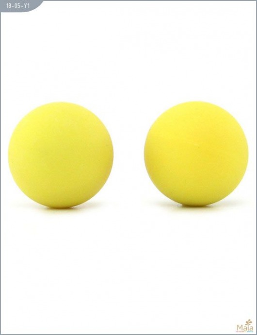 Металлические вагинальные шарики с жёлтым силиконовым покрытием - Maia