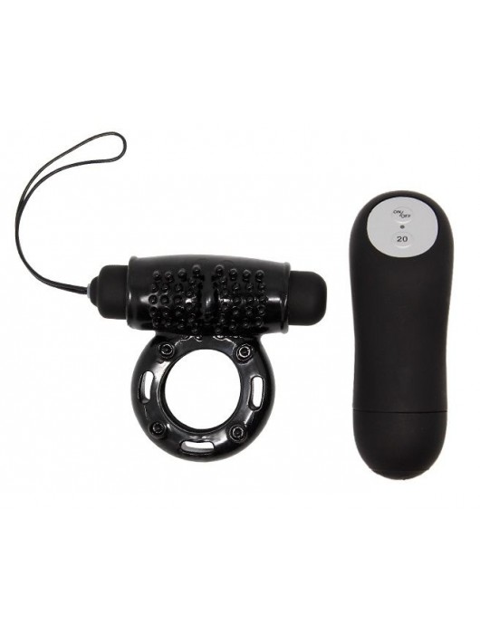 Чёрное эрекционное кольцо с виброэлементом и пультом ДУ - Baile - в Москве купить с доставкой