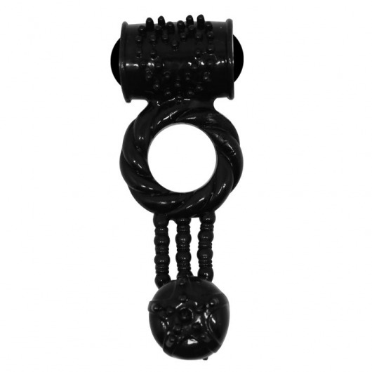 Чёрное эрекционное кольцо с 2 виброэлементами - Baile - в Москве купить с доставкой