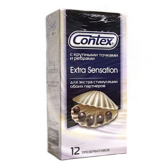 Презервативы с крупными точками и рёбрами Contex Extra Sensation - 12 шт. - Contex - купить с доставкой в Москве