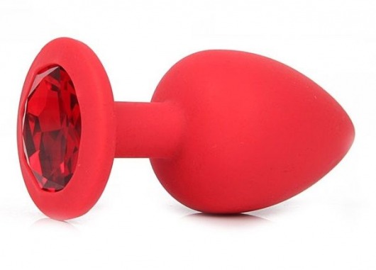 Красная силиконовая пробка с красным кристаллом размера M - 8 см. - Vandersex - купить с доставкой в Москве