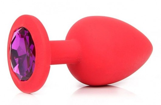 Красная силиконовая пробка с фиолетовым кристаллом размера L - 9,2 см. - Vandersex - купить с доставкой в Москве