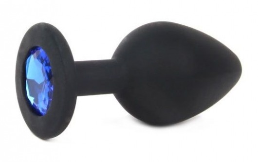 Чёрная силиконовая пробка с синим кристаллом размера L - 9,2 см. - Vandersex - купить с доставкой в Москве