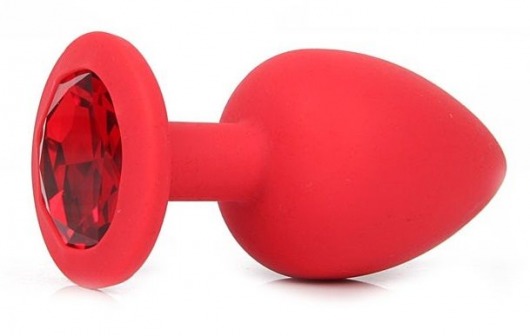 Красная силиконовая пробка с красным кристаллом размера L - 9,2 см. - Vandersex - купить с доставкой в Москве