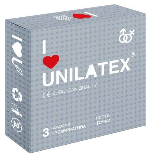 Презервативы с точками Unilatex Dotted - 3 шт. - Unilatex - купить с доставкой в Москве