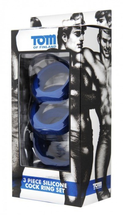 Набор из 3 синих силиконовых эрекционных колец разного диаметра - XR Brands - в Москве купить с доставкой