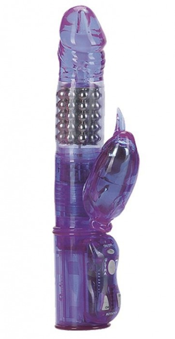 Фиолетовый вибратор с вращающимися металлическими шариками - Seven Creations