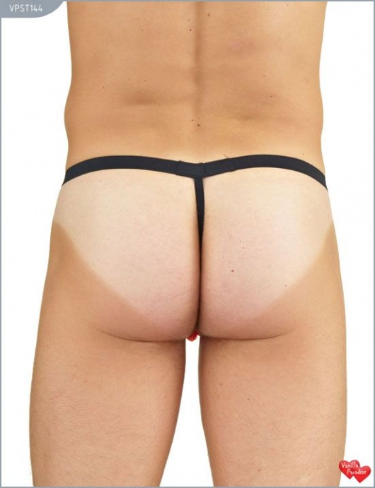 Чёрные мужские трусы-стринги - Ванильный рай купить с доставкой