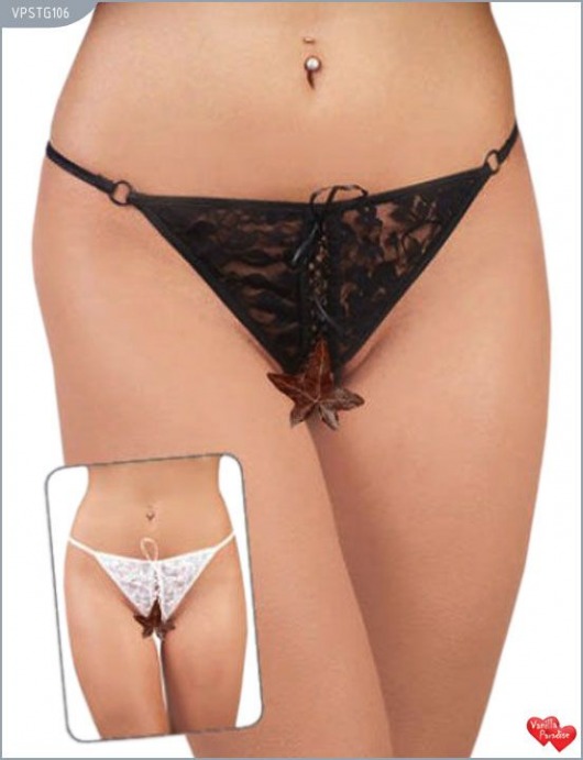 Кружевные контактные трусики-стринги - Ванильный рай купить с доставкой