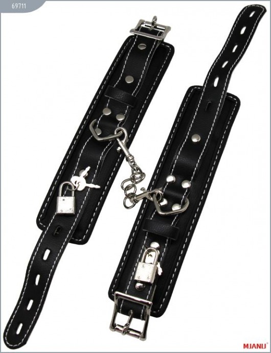 Чёрные наручники на мягкой подкладке с фиксацией - X-Market Ltd - купить с доставкой в Москве