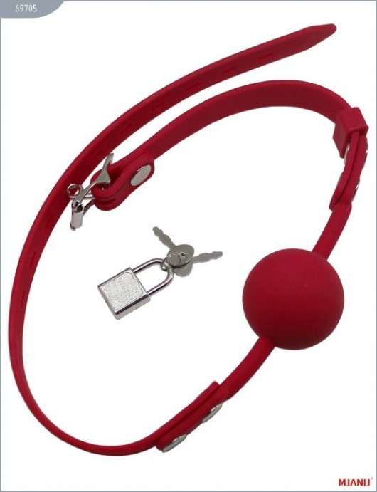 Красный силиконовый кляп с фиксацией - X-Market Ltd - купить с доставкой в Москве