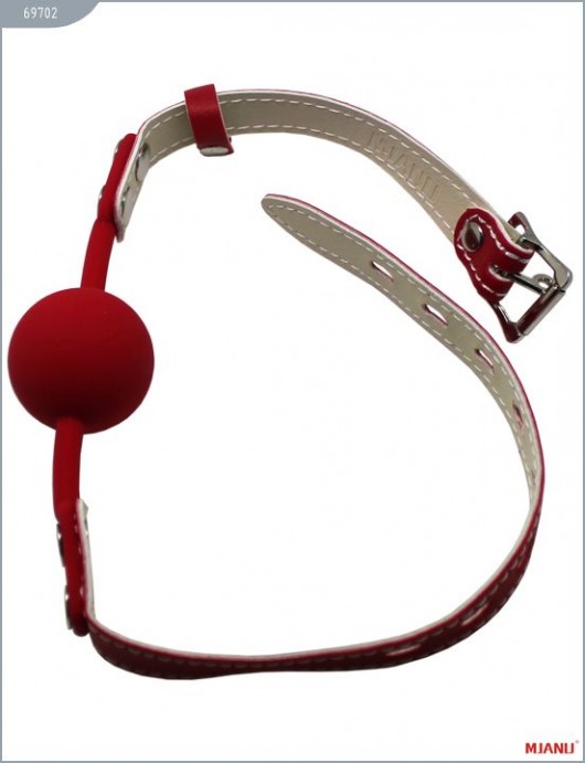 Красный силиконовый кляп с фиксацией красными кожаными ремешками - X-Market Ltd - купить с доставкой в Москве