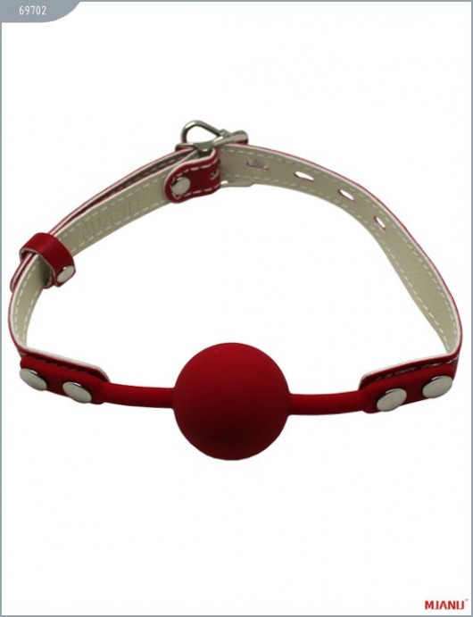 Красный силиконовый кляп с фиксацией красными кожаными ремешками - X-Market Ltd - купить с доставкой в Москве