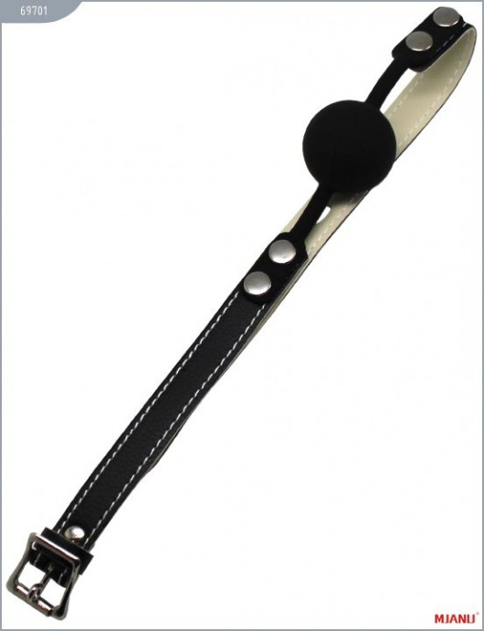 Чёрный силиконовый кляп с фиксацией черными кожаными ремешками - X-Market Ltd - купить с доставкой в Москве