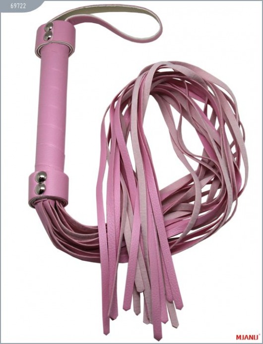 Розовый кожаный флогер с 21 хвостом - 56 см. - X-Market Ltd - купить с доставкой в Москве