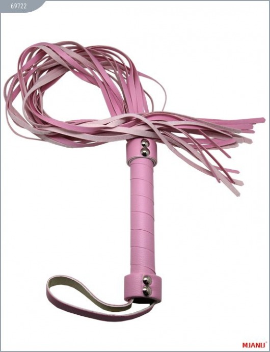 Розовый кожаный флогер с 21 хвостом - 56 см. - X-Market Ltd - купить с доставкой в Москве