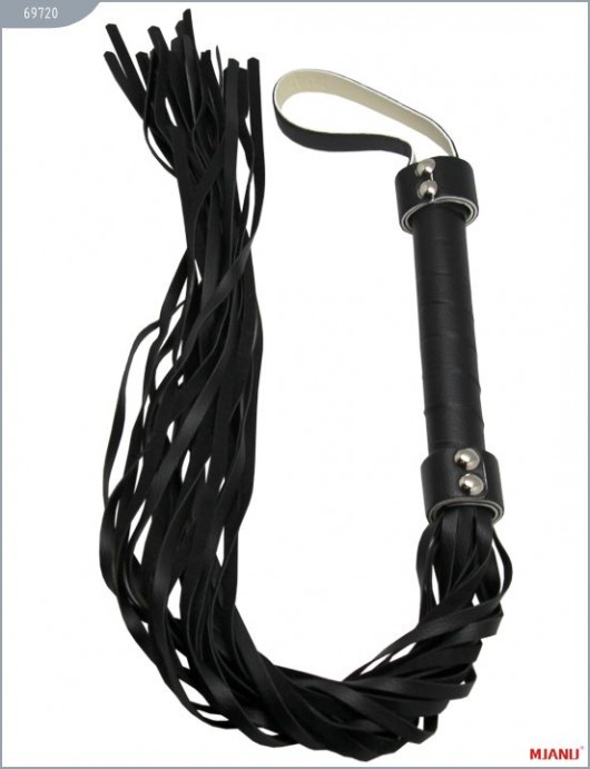 Черный кожаный флогер с 21 хвостом - 56 см. - X-Market Ltd - купить с доставкой в Москве