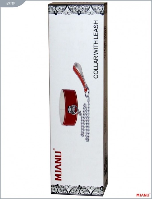 Красный ошейник с фиксацией и поводком-цепью - X-Market Ltd - купить с доставкой в Москве