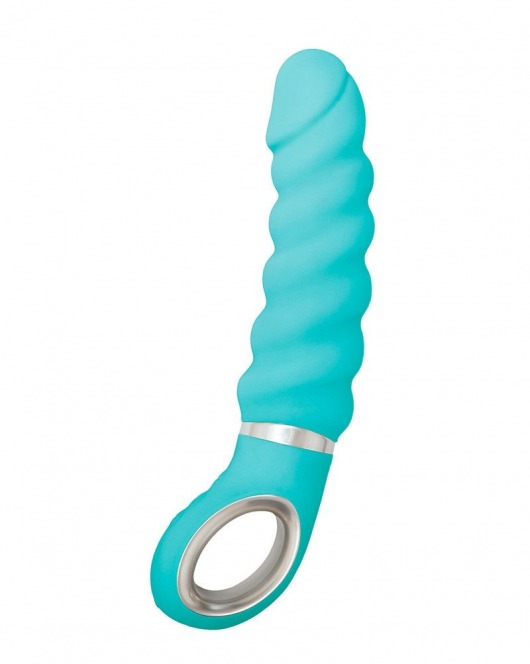 Бирюзовый витой вибратор Fun Toys  Gjack 2 - 22 см. - Fun Toys