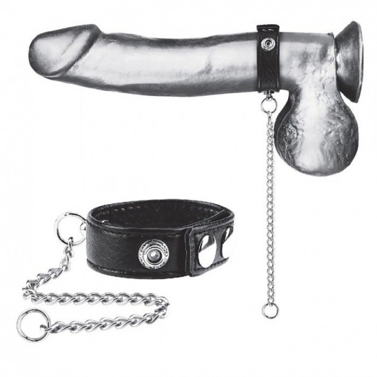 Утяжка на пенис с поводком Snap Cock Ring With 12  Leash - BlueLine - купить с доставкой в Москве