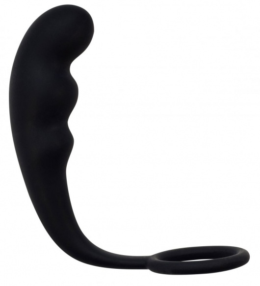 Чёрное эрекционное кольцо с анальным стимулятором Mountain Range Anal Plug - Lola Games - в Москве купить с доставкой