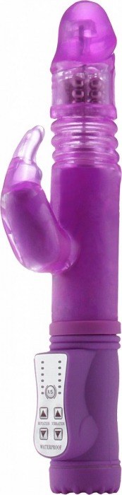 Фиолетовый вибратор Thrusting Rabbit с клиторальным стимулятором - 26 см. - Shots Media BV